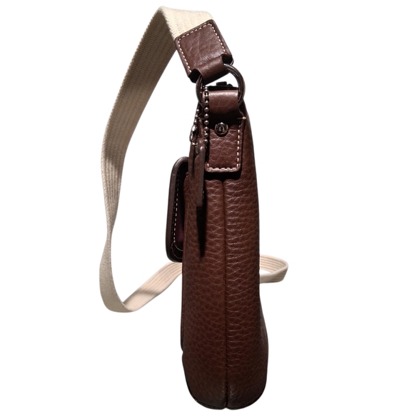 Coach Hamilton brown pebbled leather swingpack crossbody shoulder bag - Picture 6 of 12